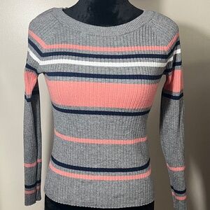 Fashion Nova grey with color stripes in size large